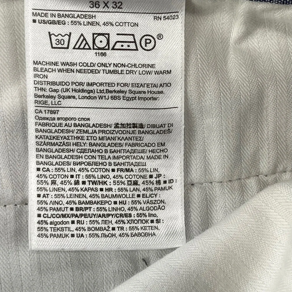 Banana Republic Aiden Chino Pants Mens 36x32 Gray Linen Cotton Slim Straight
